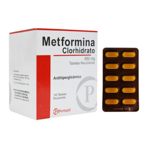 Metformina Clorhidrato 850mg Tabletas recubiertas Requiere receta médica X Blister